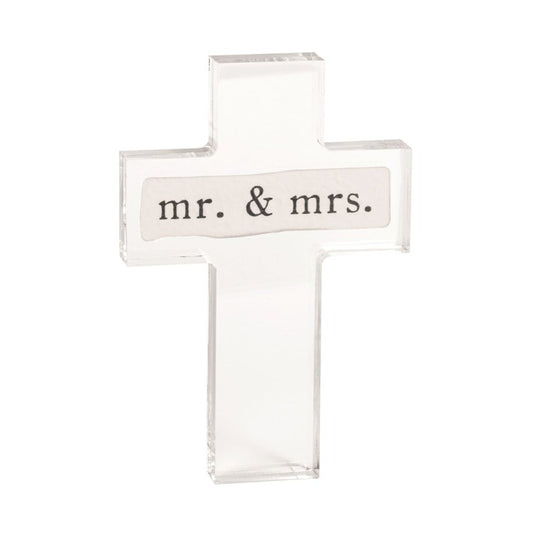 MUD PIE Mr. & Mrs. Sentiment Acrylic Cross