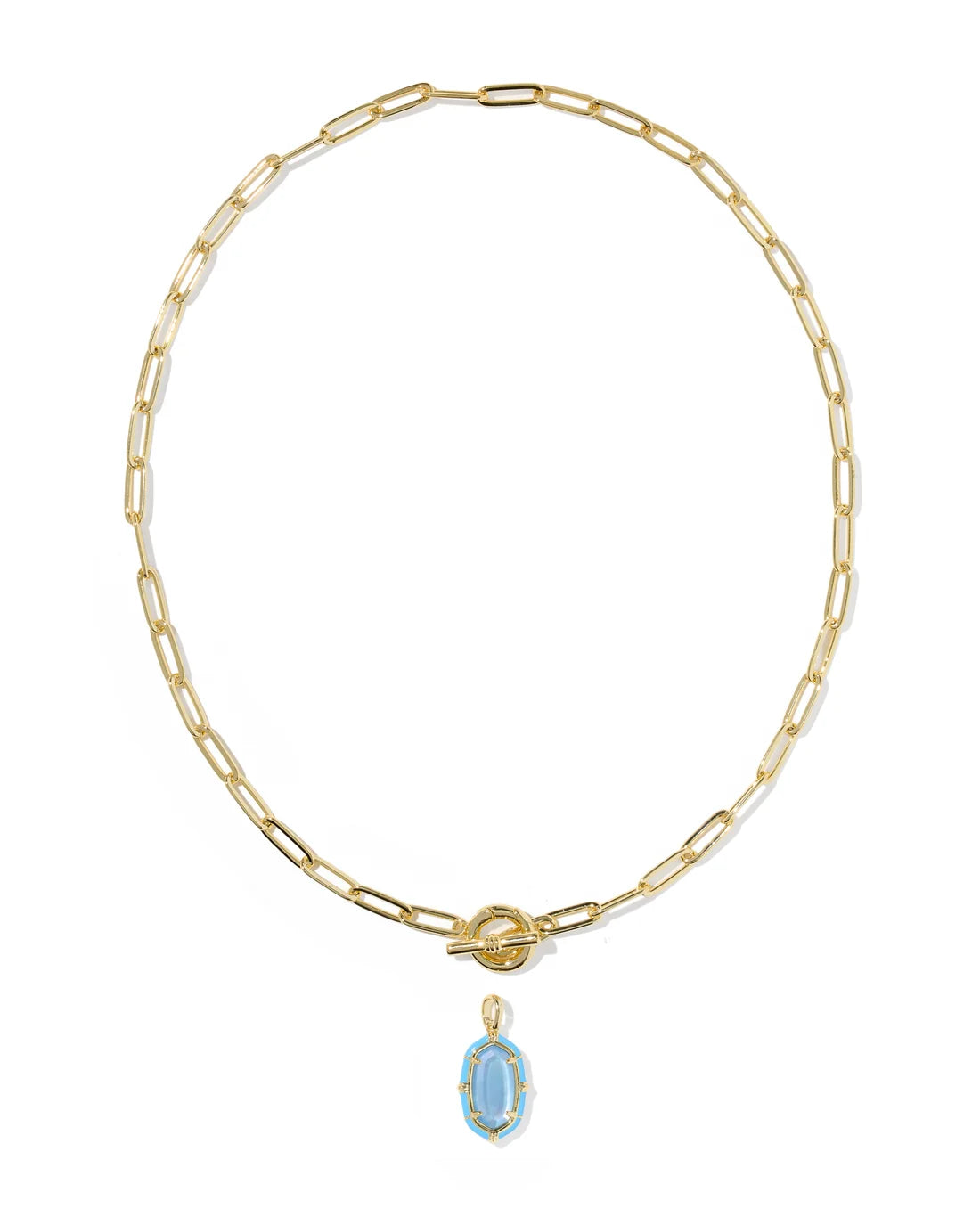 KENDRA SCOTT ELISA ENAMEL LINK AND CHAIN NECKLACE GOLD PERIWINKLE ILLUSION