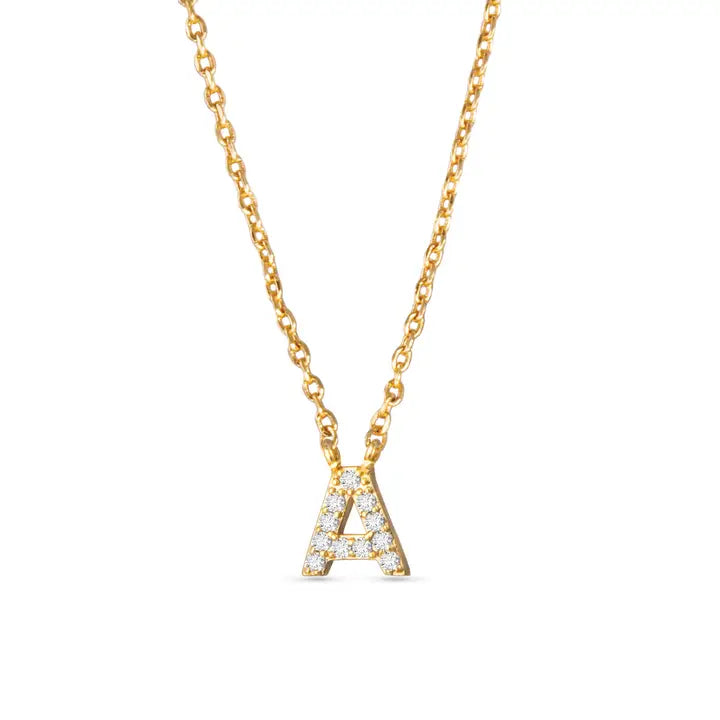 Amanda Blu Gold Cz Initial Necklace - A