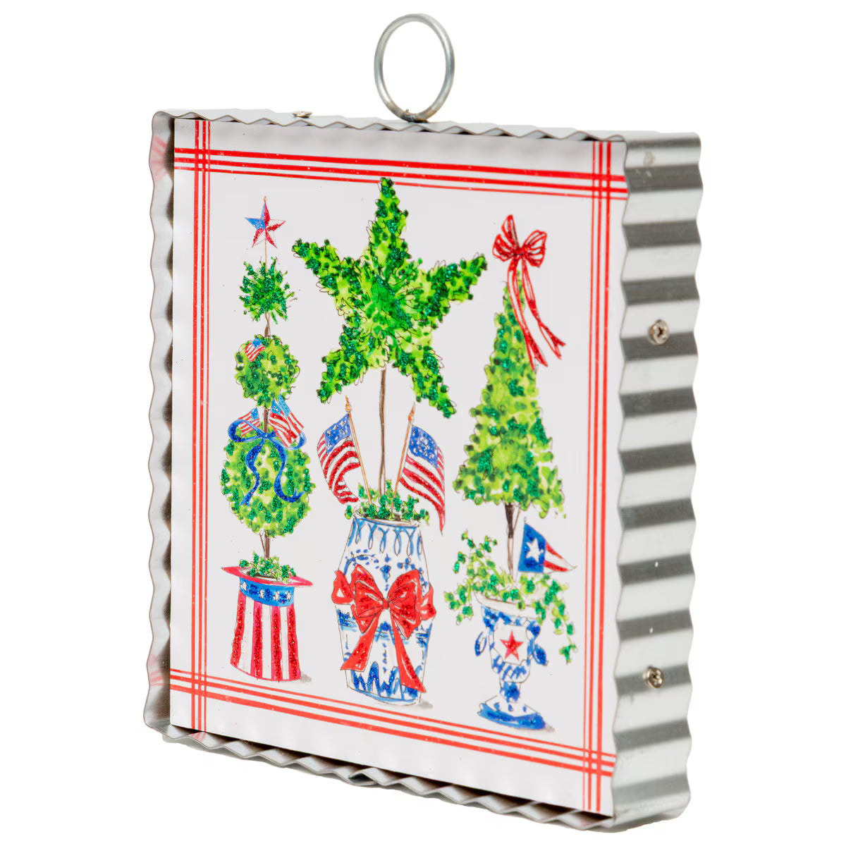 The Round Top Collection Mini Art Patriotic Boxwoods in Pots