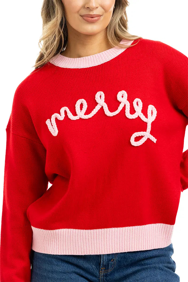 KATYDID MERRY EMBROIDERED KNIT SWEATER
