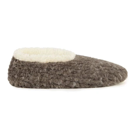 Snoozies! Womens Teddy Bear Faux Fur Slipper With Memory Foam Sole Dark Grey