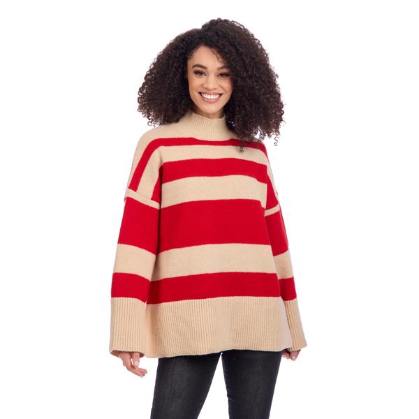 MUD PIE COSTNER STRIPED SWEATER-RED
