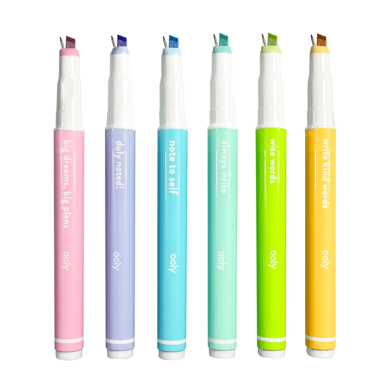 Ooly Noted!: 2-in-1 Micro Fine Tip Pen + Highlighter (Set of 6)