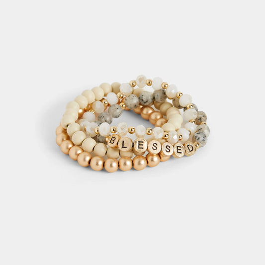 COCO + CARMEN Beaded Blessed Bracelet - White