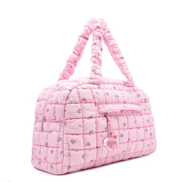 OMG Accessories Quilted Scrunchies Cherry Printed Medium Duffle Bag