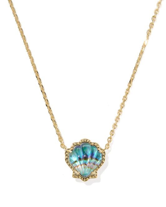 KENDRA SCOTT BRYNNE SHELL SHORT PENDANT NECKLACE GOLD ABALONE