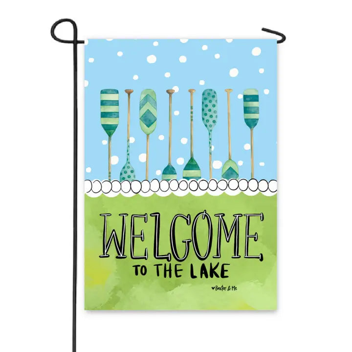 Baxter & Me Paddles Welcome To the Lake Garden Flag