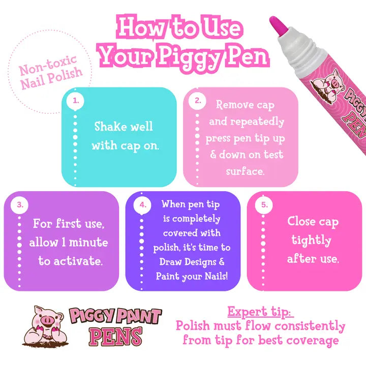 Piggy Pink Piggy Paint Pen Non-Toxic Kids Nail Polish