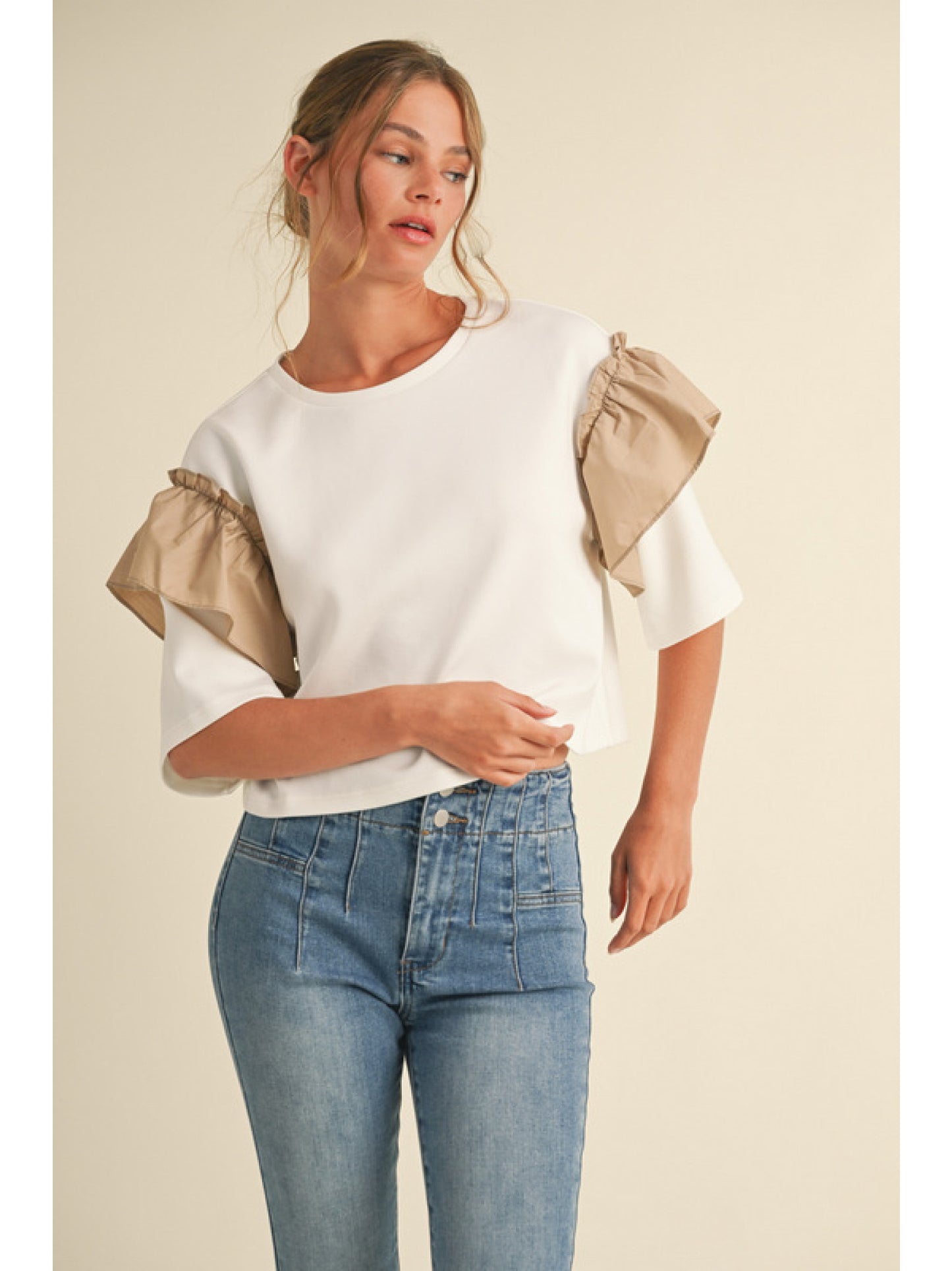 Jodifl Solid cropped top with U-neck