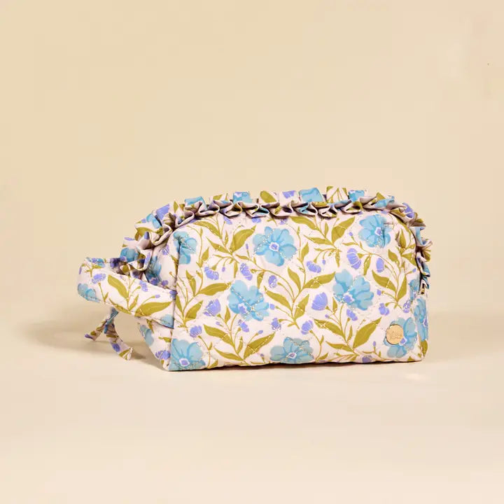 The Darling Effect Essentials Quilted Cosmetic Pouch–Poppin' Petals Aqua