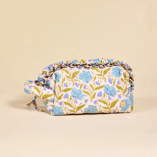 The Darling Effect Essentials Quilted Cosmetic Pouch–Poppin' Petals Aqua