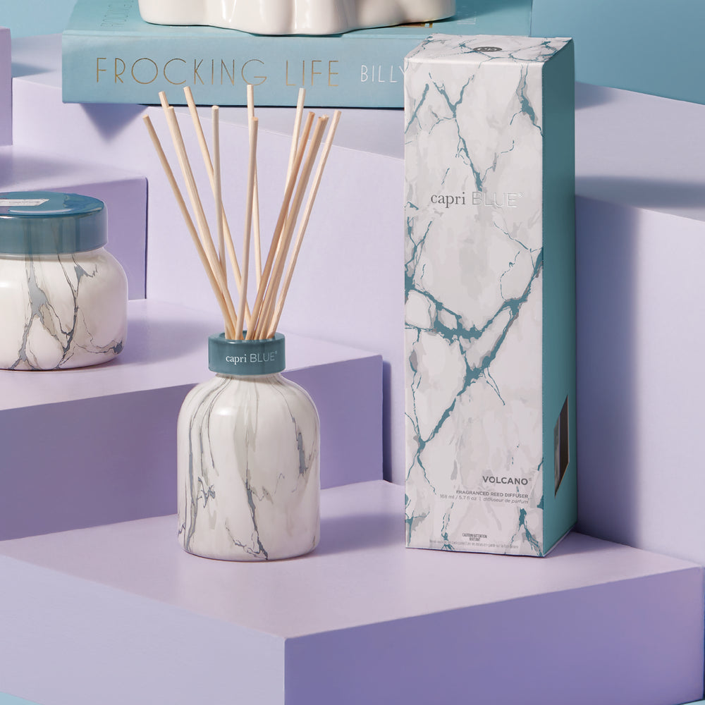 capri BLUE Volcano Modern Marble Petite Reed Diffuser, 5.7 fl oz