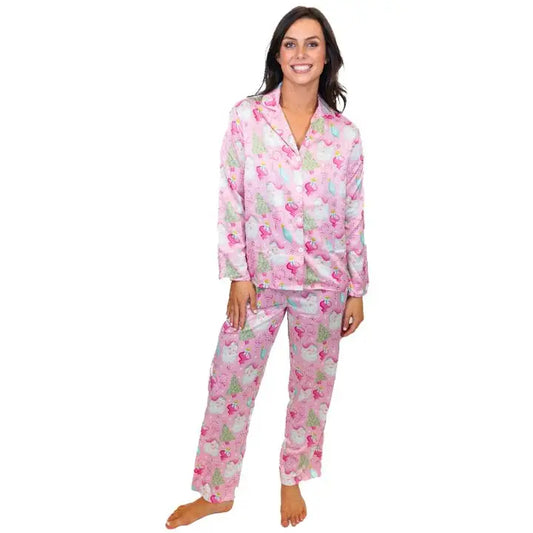 Jane Marie Baby It's Cold Outside Silky Satin Pajama Long Sleeve Set