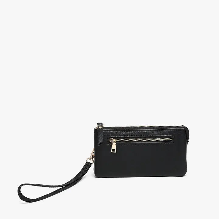 Jen & Co. Ariel Distressed Dual Compartment Wristlet Wallet-Black
