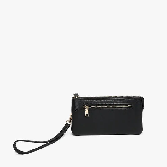 Jen & Co. Ariel Distressed Dual Compartment Wristlet Wallet-Black
