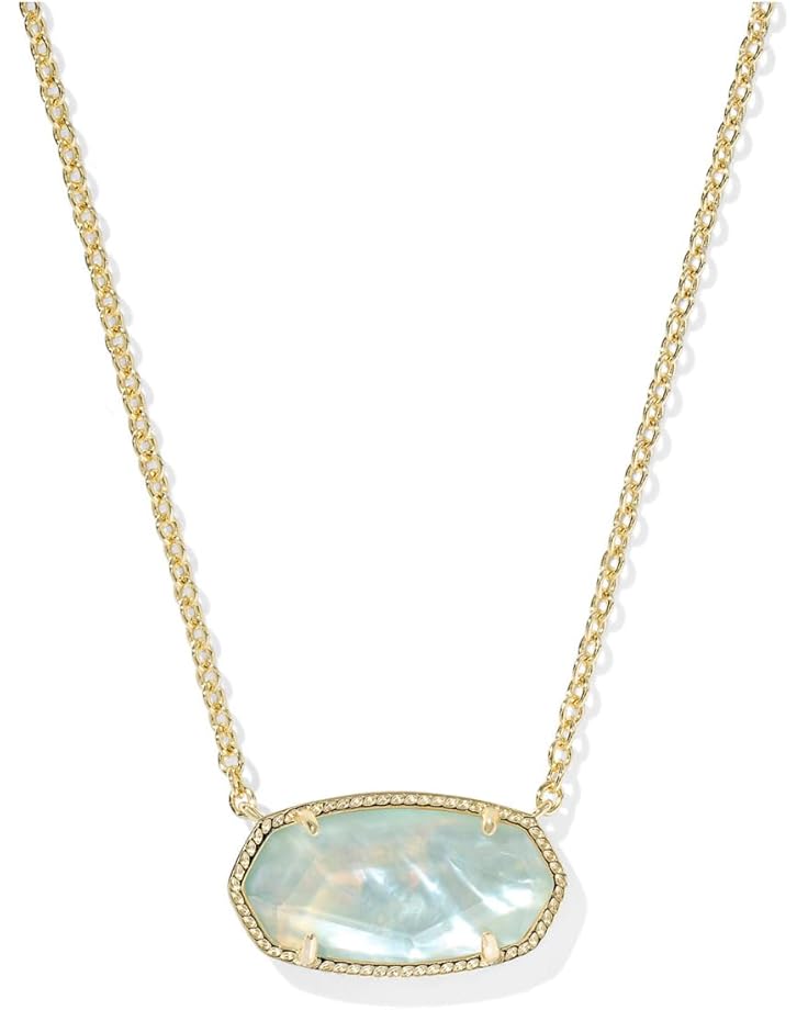 KENDRA SCOTT ELISA STATEMENT SHORT PENDANT NECKLACE GOLD LIGHT BLUE ILLUSION