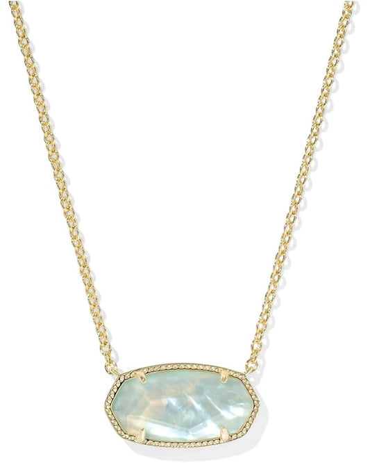 KENDRA SCOTT ELISA STATEMENT SHORT PENDANT NECKLACE GOLD LIGHT BLUE ILLUSION