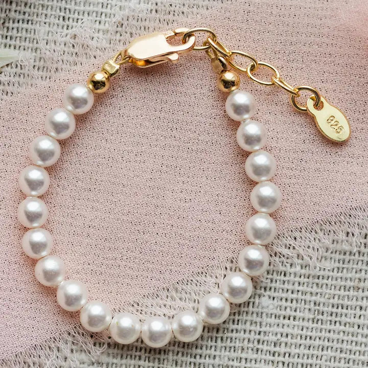 Cherished Moments Kids 14K Gold-Plated Pearl Baby Bracelet Children's Jewelry