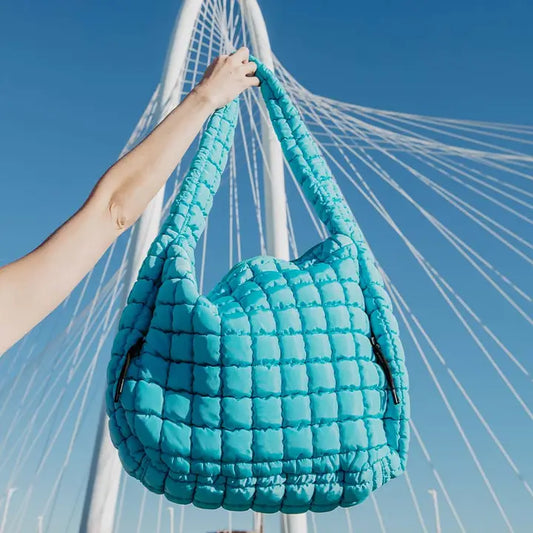 Katydid Blue Quilted Puffer Tote