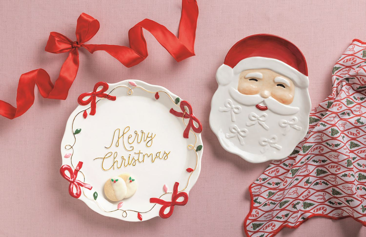 MUD PIE SANTA BOW PLATTER SET