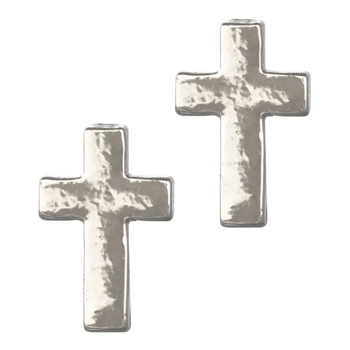 Laura Janelle Silver Small Cross Stud Earrings