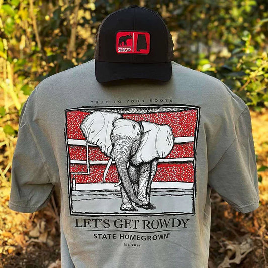 State Homegrown Apparel Co. Let's Get Rowdy Elephant Pocket Tee - Comfort Color