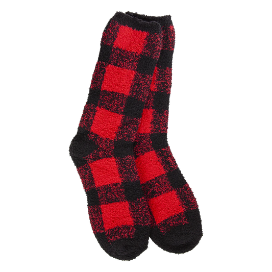 World's Softest Socks Holiday Christmas Cozy Crew-Buffalo Plaid