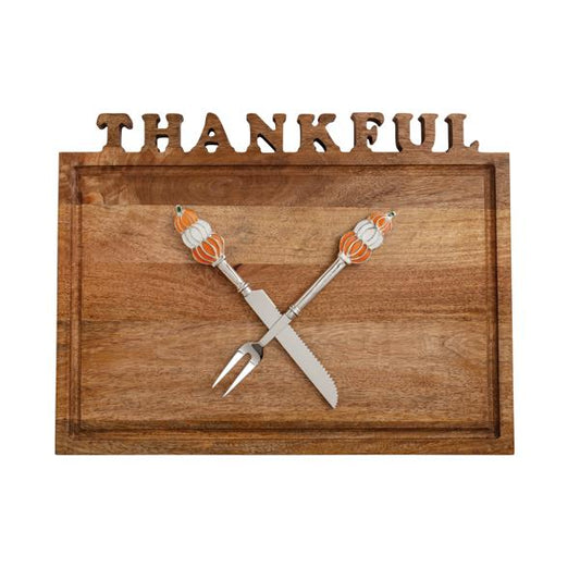MUD PIE THANKFUL CARVING BOARD SET