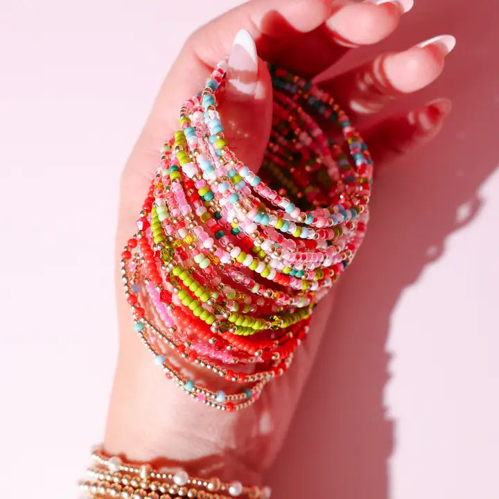Beaded Blondes Eleanor Bracelet in Bright Red