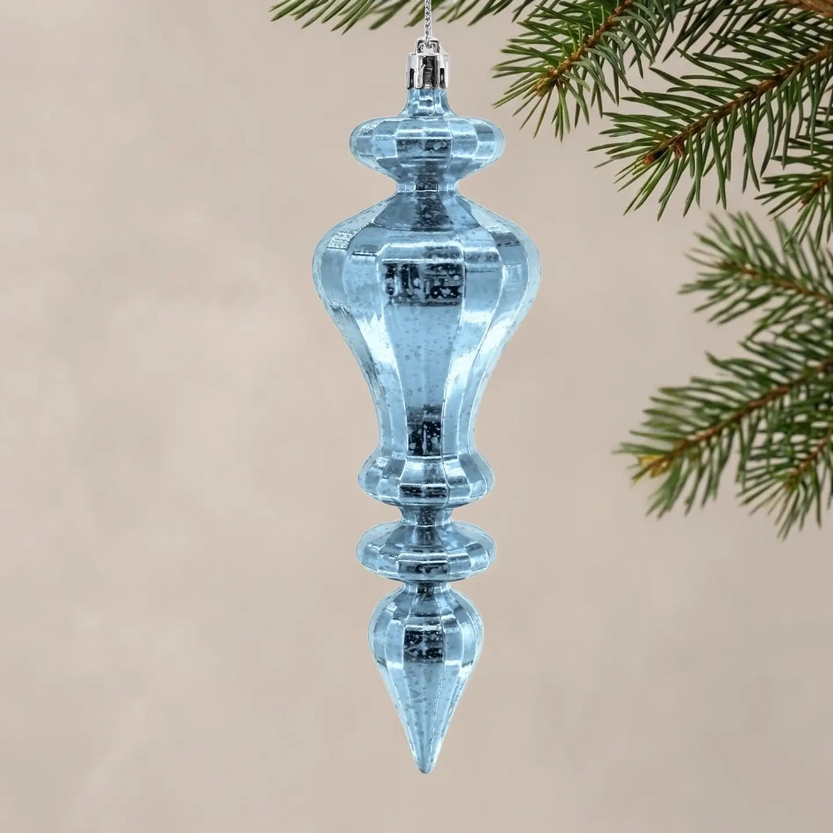 David Christopher's Mercury Finish Plastic Finial - 7.5" - Light Blue
