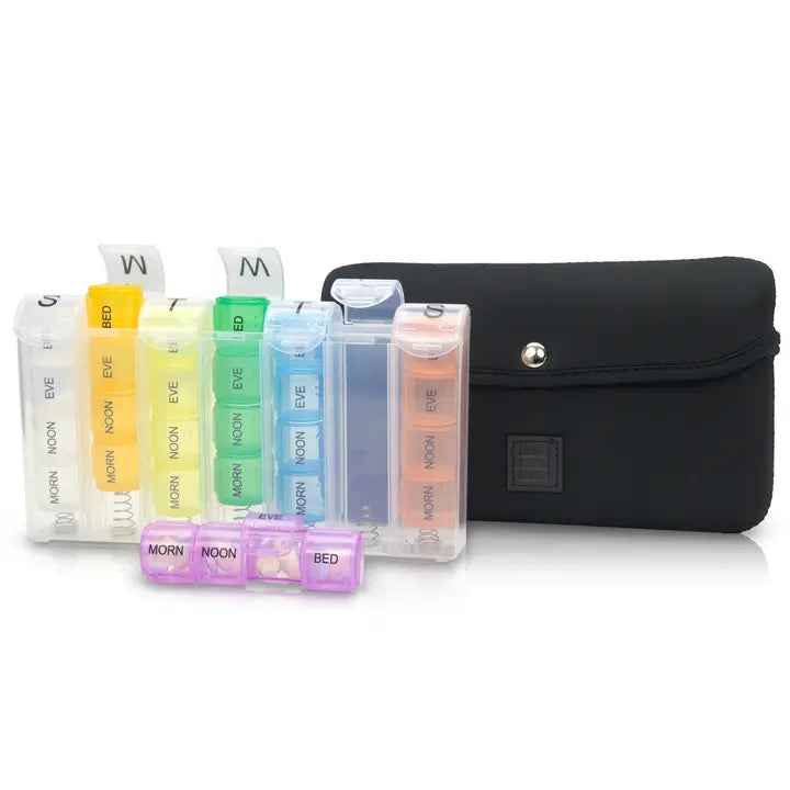 Made Easy Kit Pill Case Large 7-Day / 28 Compartments-Black