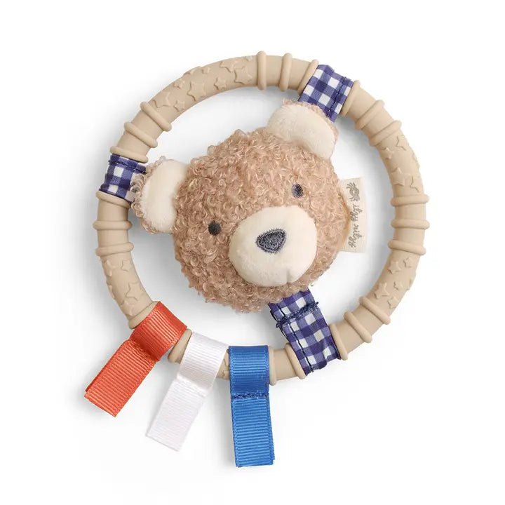 Itzy Ritzy Ring Pal™ - Teething Ring with Plush Character-Taupe Bear