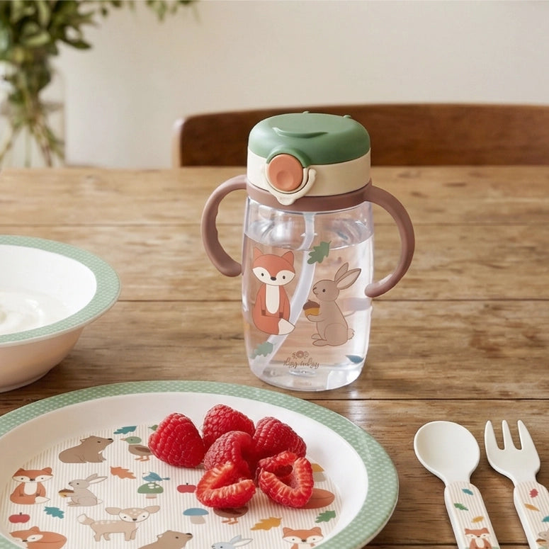 Itzy Ritzy Sips™ - Straw Cup with Snap-Close Lid-Woodland