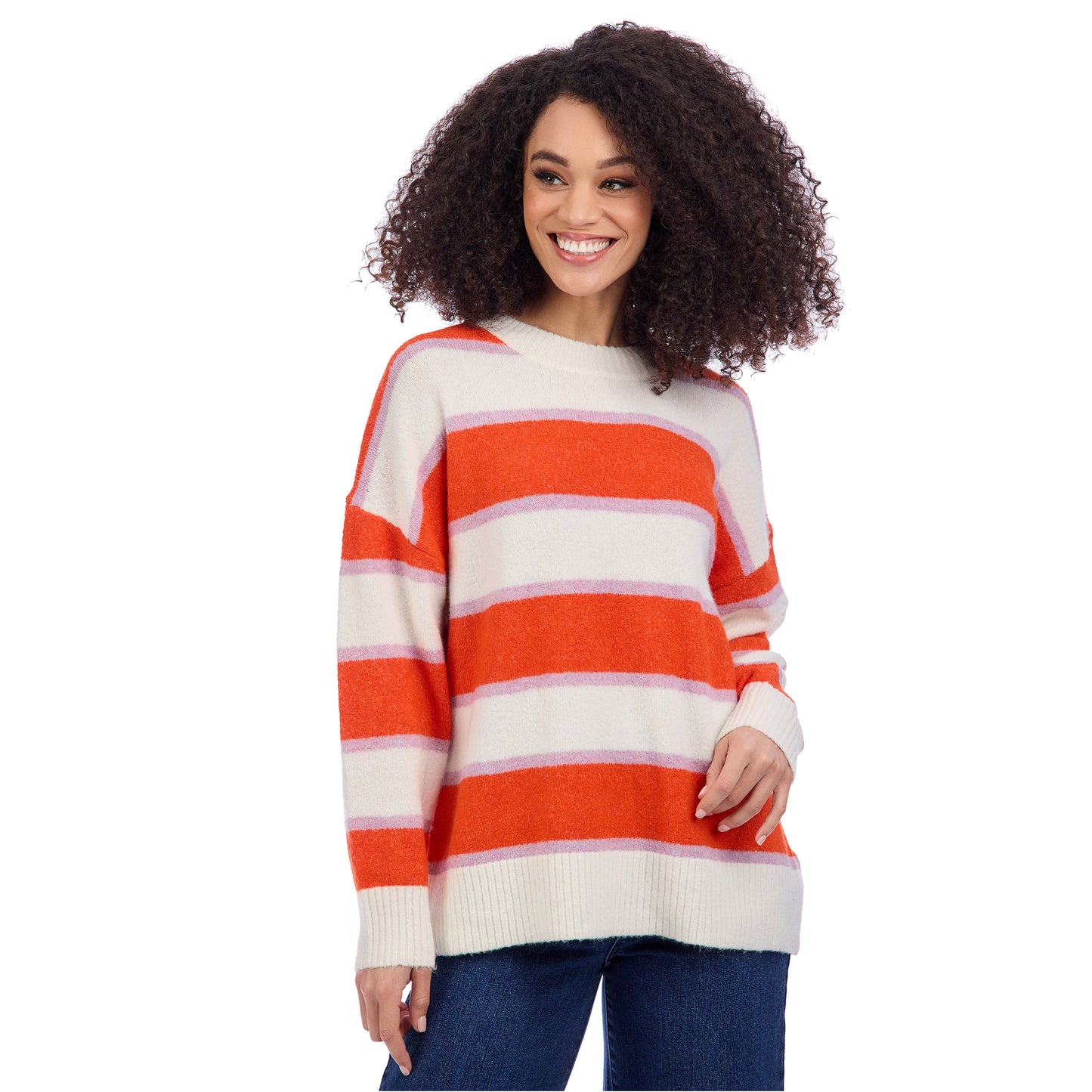 MUD PIE SYLAS STRIPED SWEATER-ORANGE