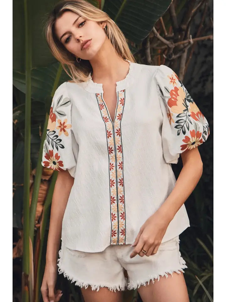 Oddi Textured Woven Top-White