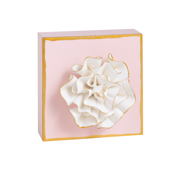 MUD PIE PINK FLOWER PLAQUE