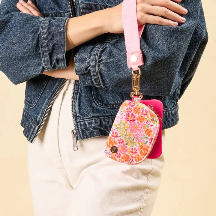The Darling Effect Dynamic Duo Pouch Wristlet-Secret Garden Pink