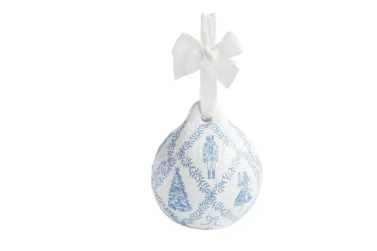 MUD PIE BLUE LATTICE NUTCRACKER PAPER-MACHÉ ORNAMENT