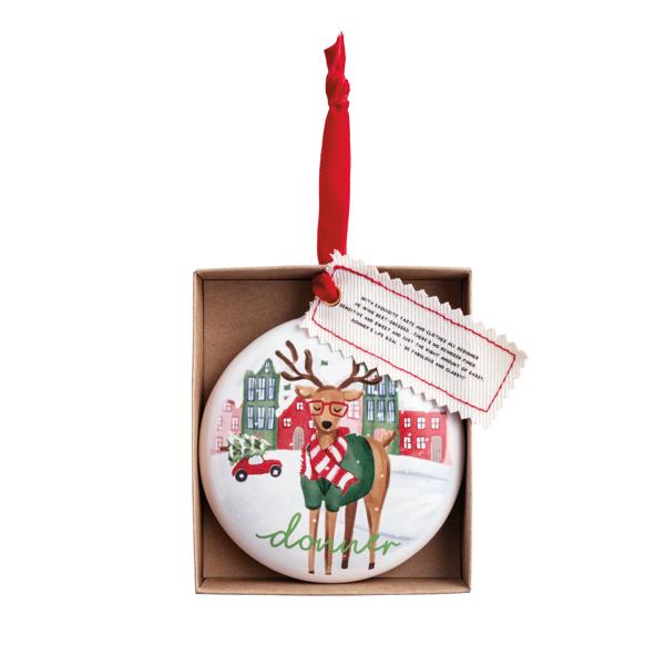 MUD PIE DONNER REINDEER BOXED ORNAMENT