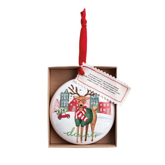 MUD PIE DONNER REINDEER BOXED ORNAMENT