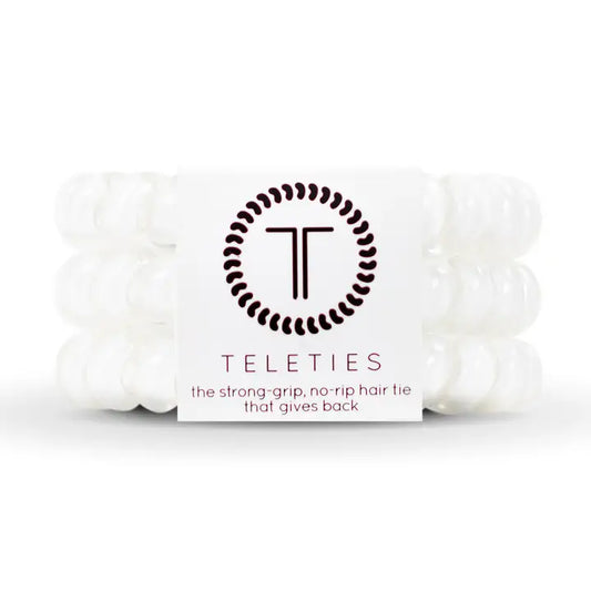 Teleties Spiral Hair Coils | Large | Coconut White Hair Ties
