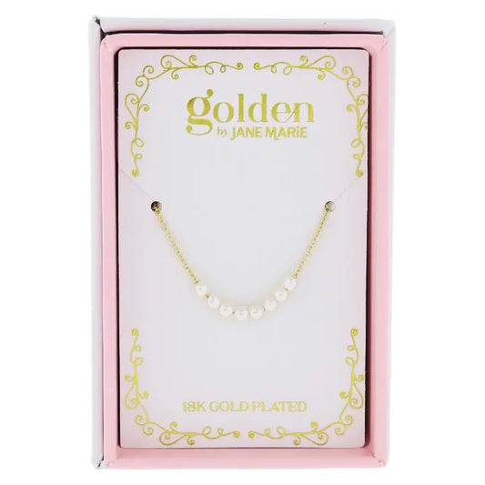 Jane Marie Kids 14" 18K Gold Plated Mini Pearl Beaded Portion Necklace