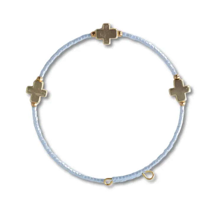 Lenny & Eva Faithful Cross Bangle-Sky Blue