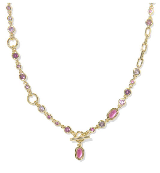 KENDRA SCOTT MINI ELISA ABBIE STRAND NECKLACE GOLD PINK MIX