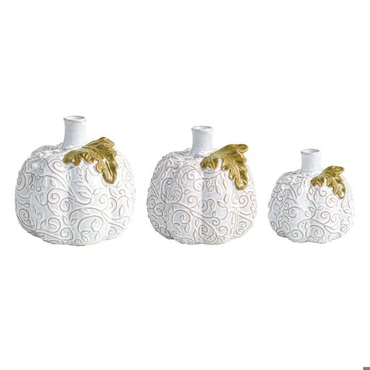 MUD PIE Pressed Lace Pumpkin Bud Vases