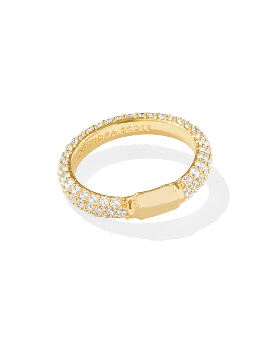 Kendra Scott Emery Gold Band Ring in White Crystal