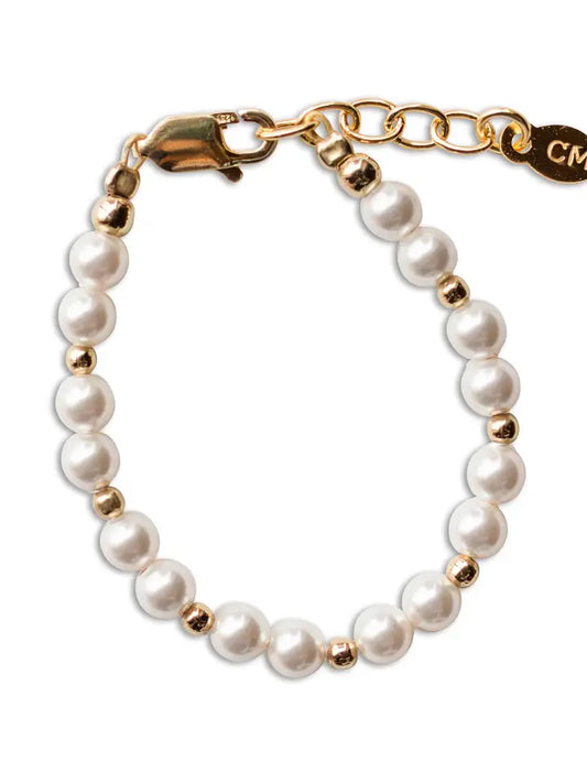 Cherished Moments Girls 14K Gold-Plated Pearl Baby Bracelet Children's Jewelry