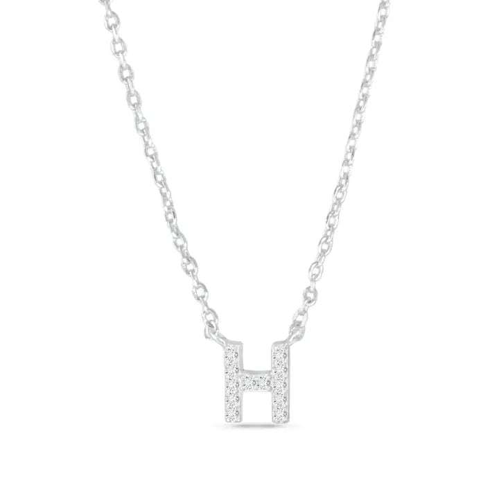 Amanda Blu Silver Cz Initial Necklace - H