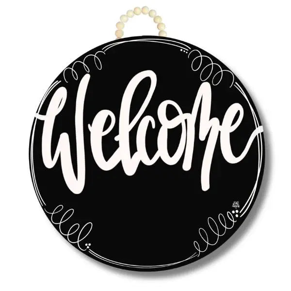 DK Designs Black Circle "Welcome" Hanger + Mini